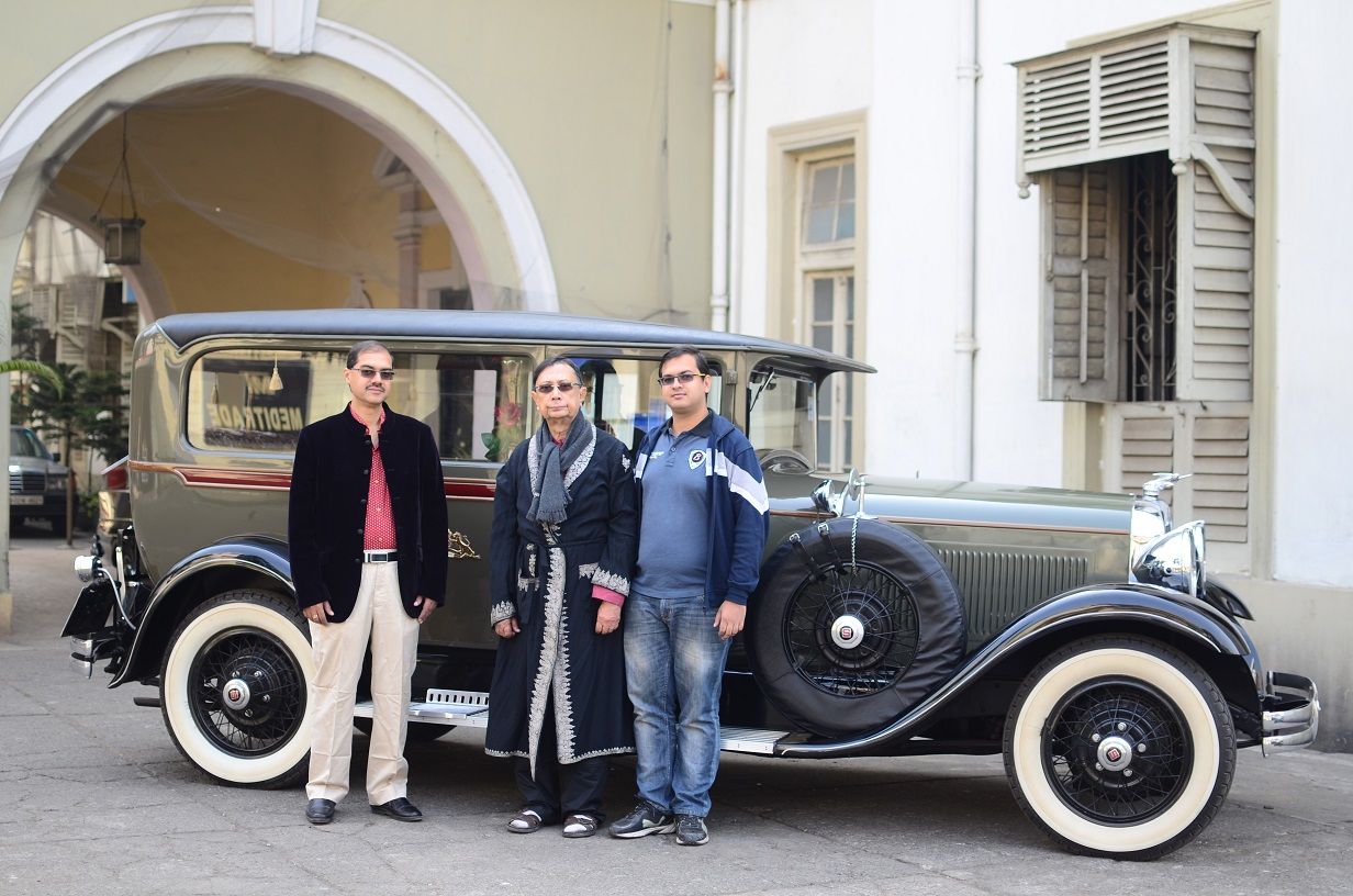 Three generations of the Cossimbazar family with their prized possession 1928 Studebaker President Pallab Roy Kamalaranjan Roy Raja of Cossimbazar