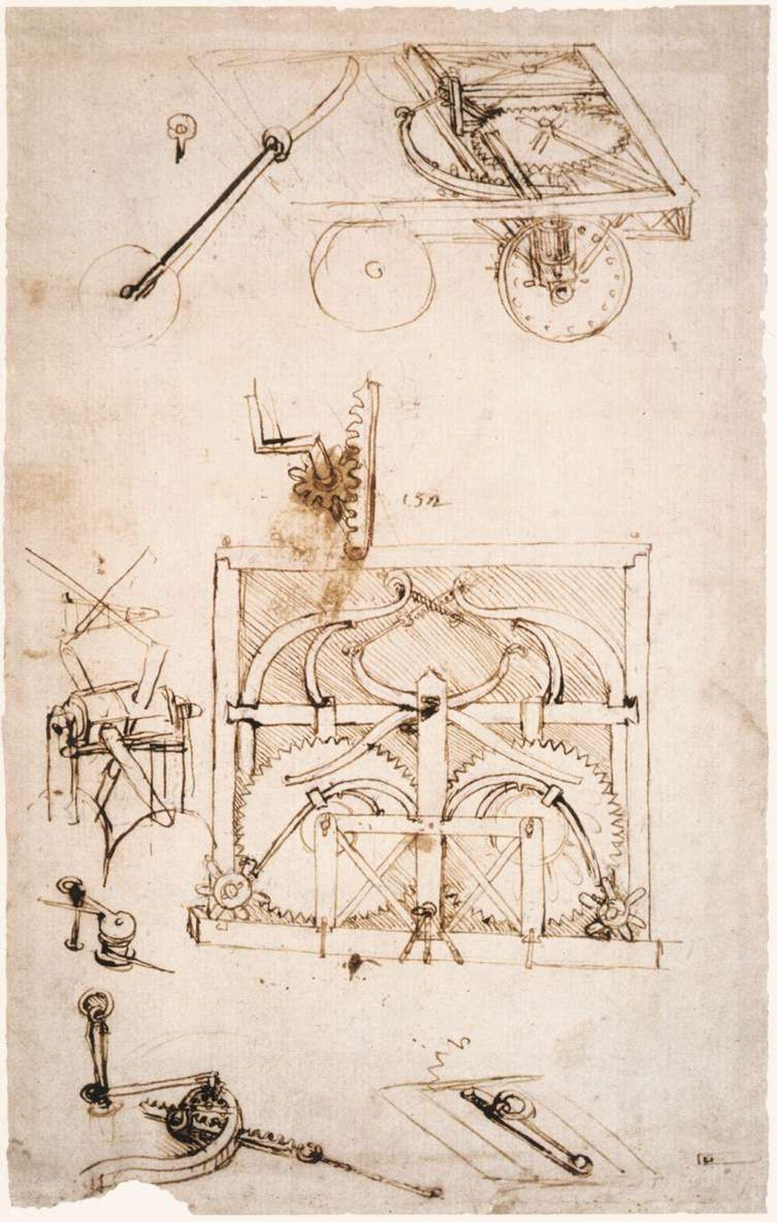 Leonardo da Vinci design automobile self-propelled cart car invention